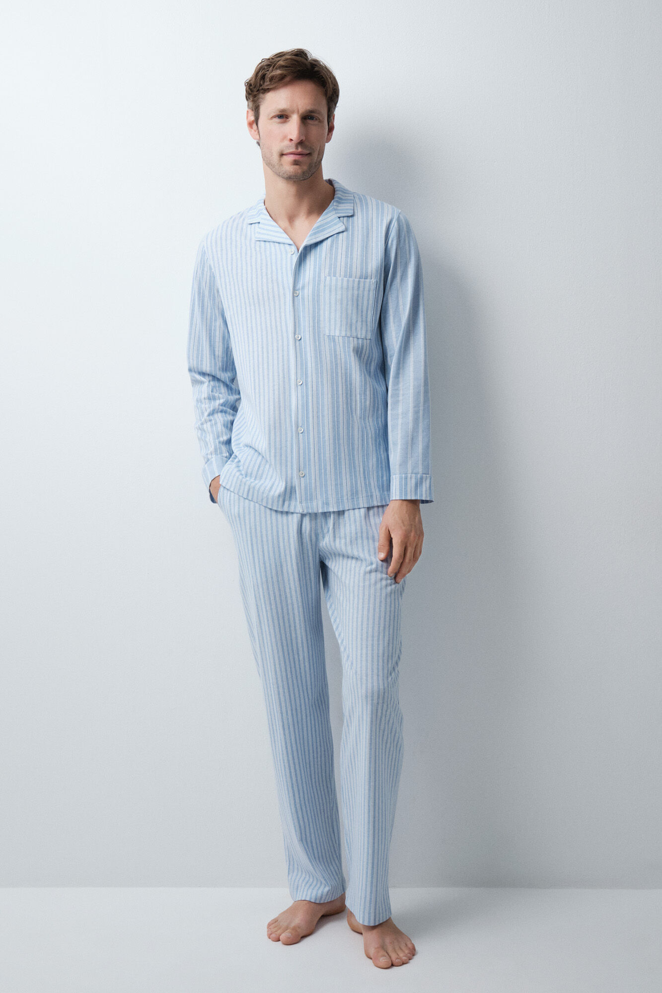Women'secret Pijama largo camisero algod&oacute;n rayas