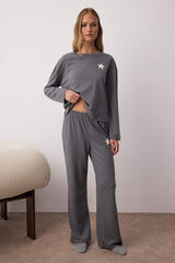 Trendyol Pyjamas set with embroidered stars in anthracite  Siva