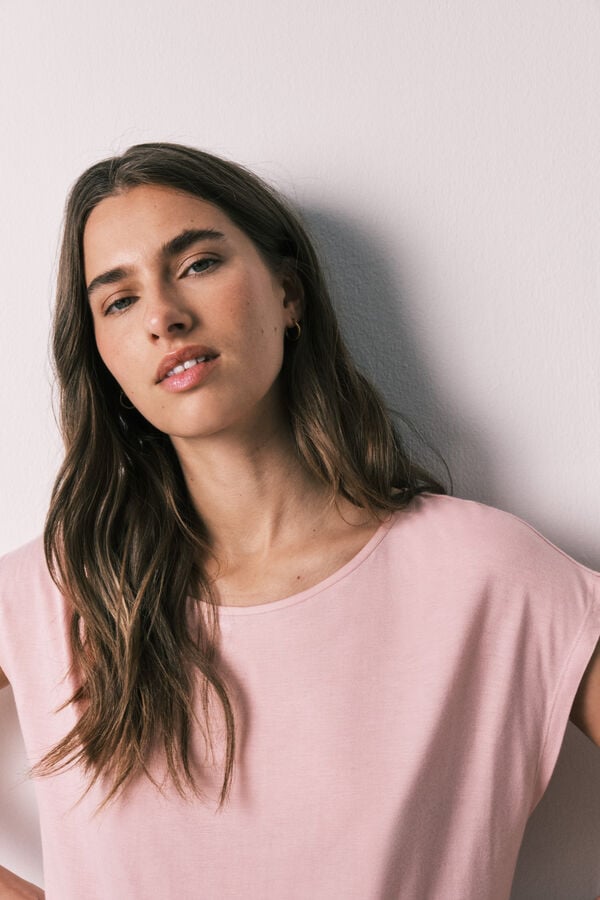 Women'secret Roze viskozna kratka pidžama sa životinjskim printom Roze