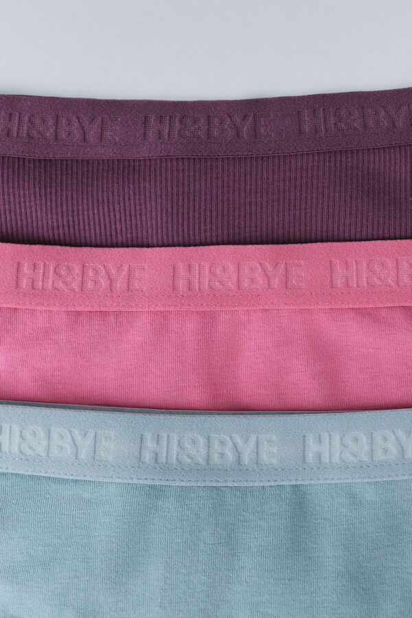 HI&BYE Paket od 3 brazilske gaće u plavoj, ružičastoj i ljubičastoj boji Roze