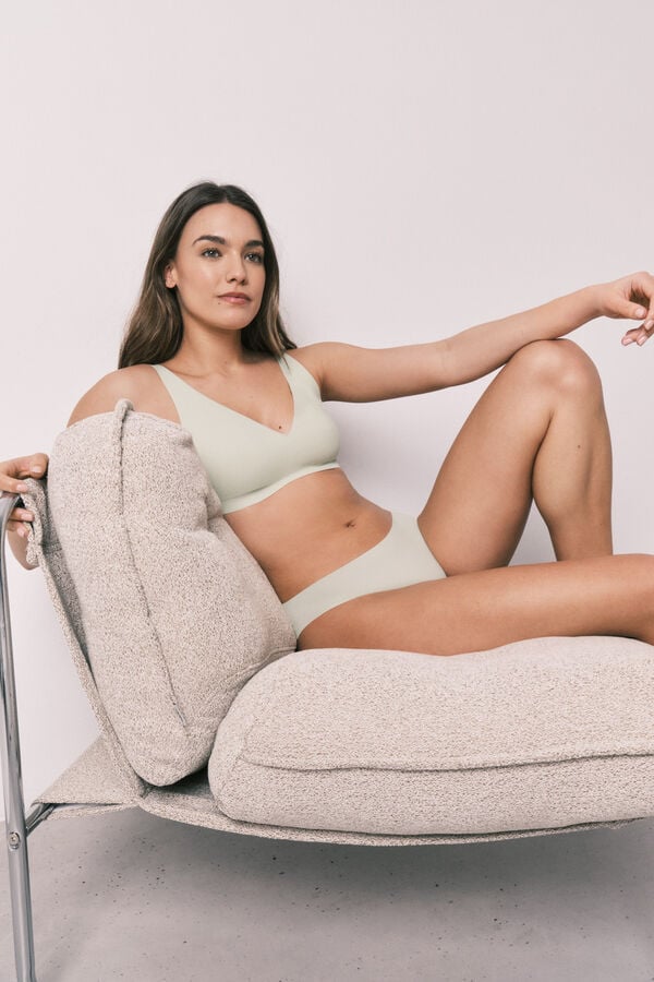 Women'secret Green plain clean cut halterneck top green