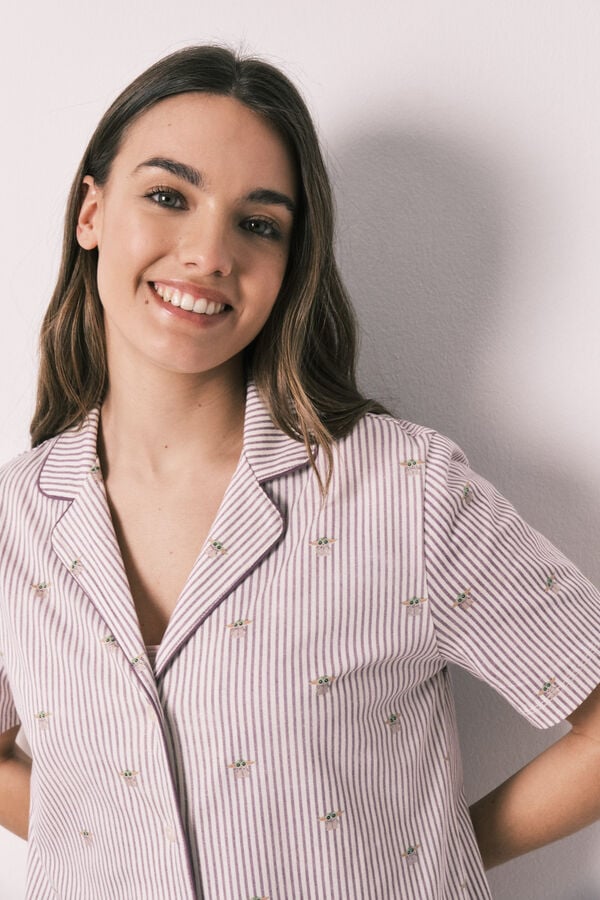 Women'secret Pamučna prugasta ko&scaron;ulja pidžama Grogu Print