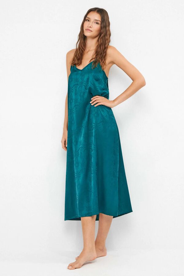Gisela Camis&oacute;n jacquard sat&eacute;n print floral verde