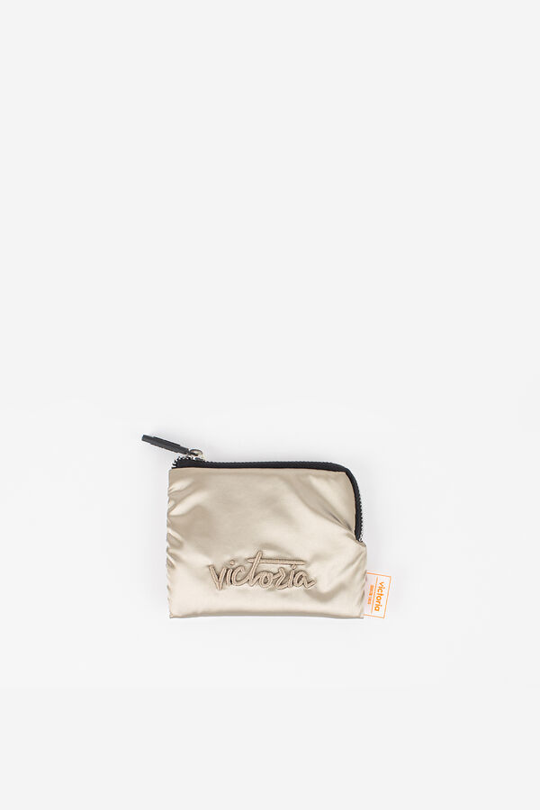 Victoria Victoria Things Metallic Nylon Wallet with Exterior embroidered yellow