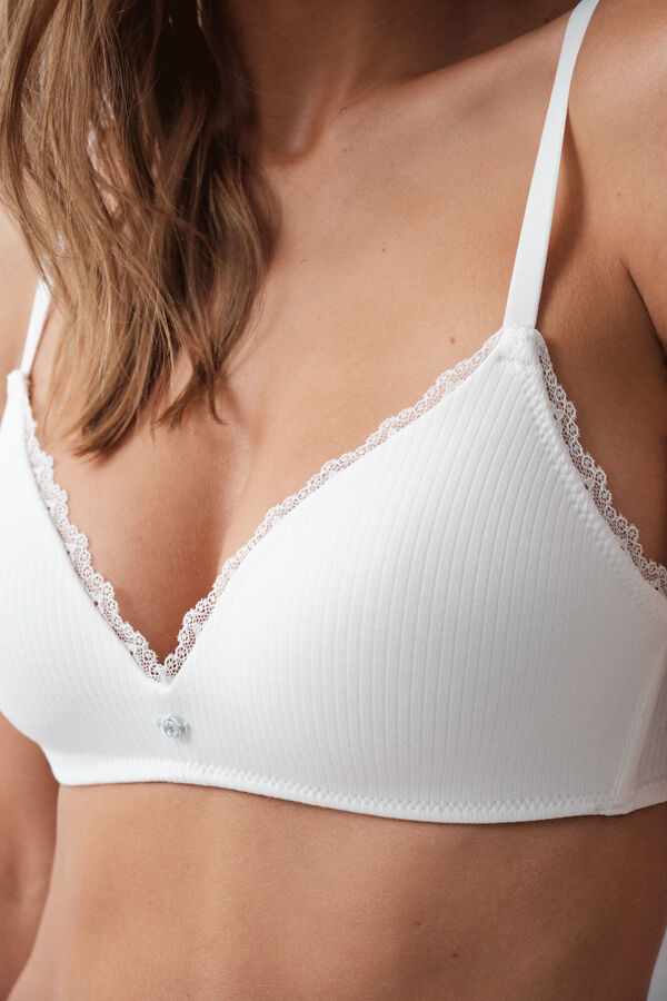 Women'secret Beli pamučni trouglasti grudnjak sa punjenjem LOVELY Bela
