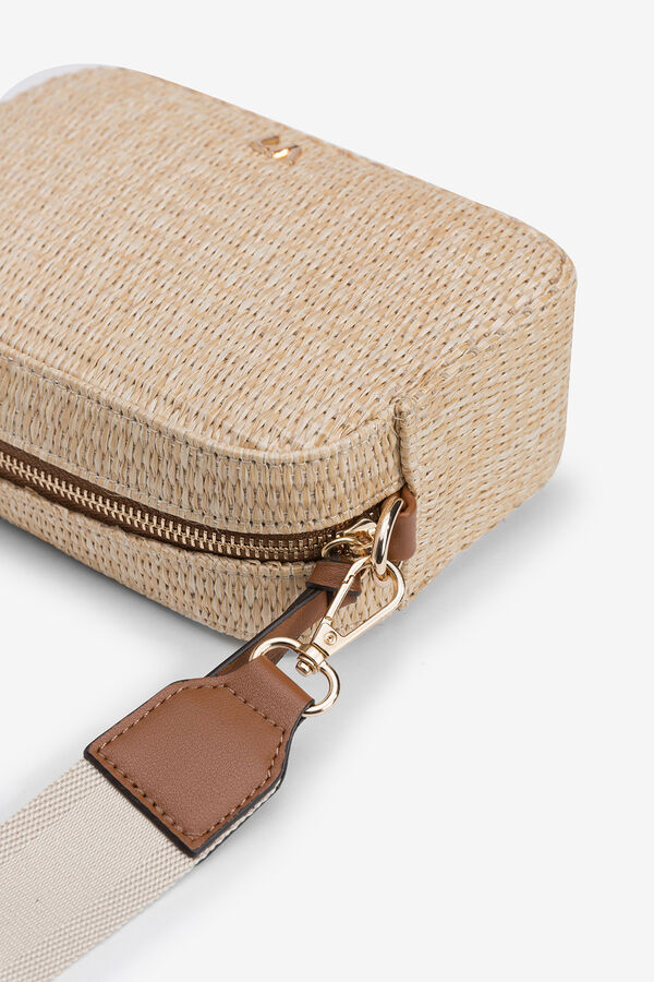 Vilanova Rectangular Straw Effect Crossbody Bag brown