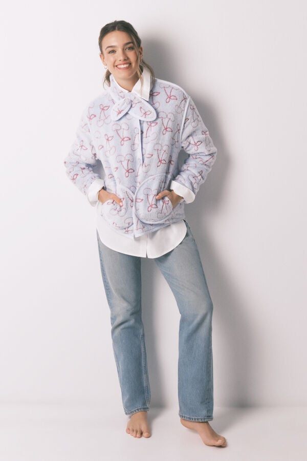 Women'secret Flisani kućni ogrtač sa žakardnim krznom Plava