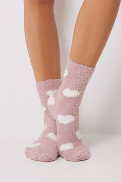 Women'secret Pink heart fluffy socks pink