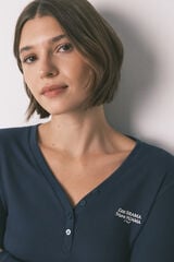 Women'secret Rebrasta plava majica dugi rukav Plava