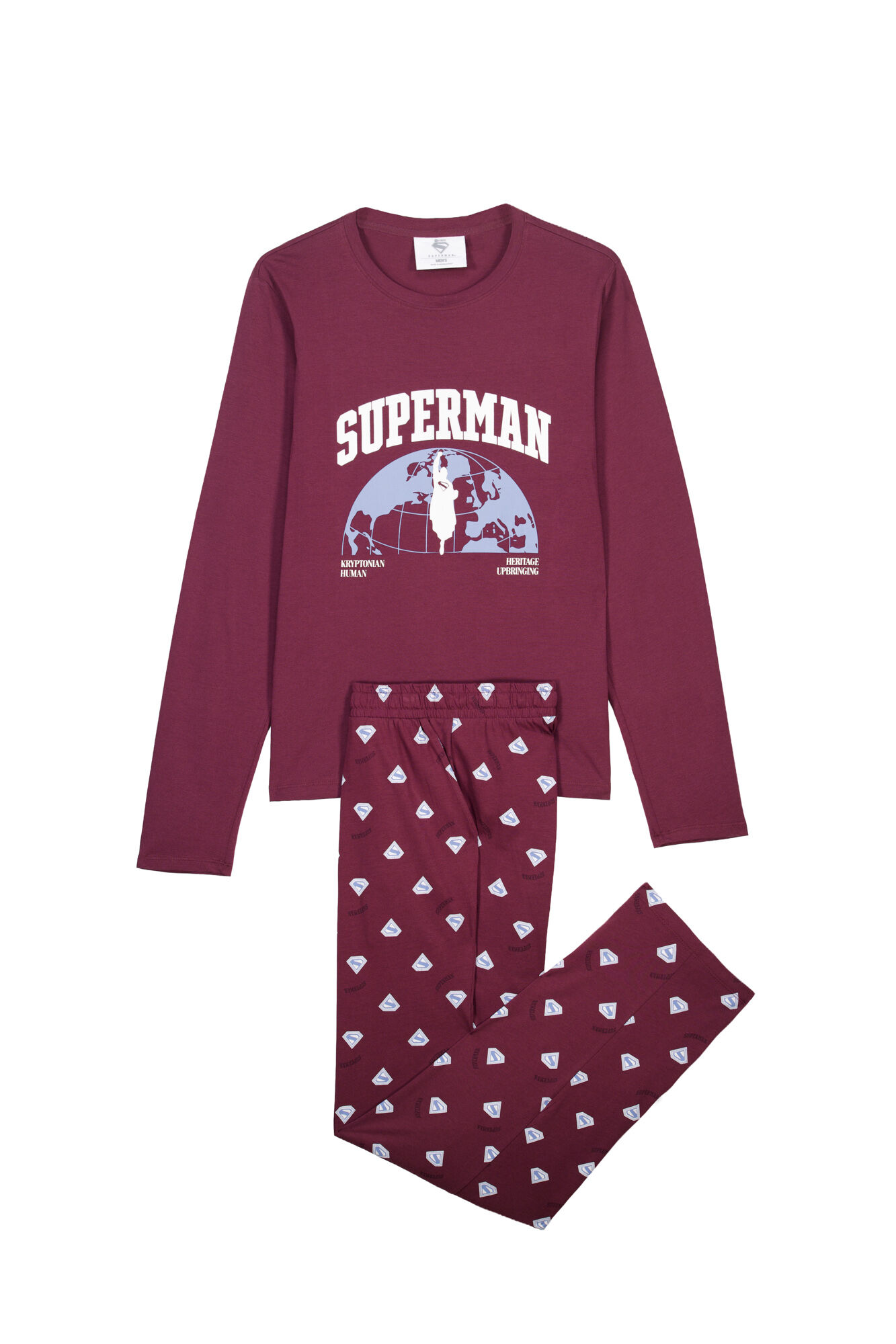 Women'secret Bordo pamučna duga pidžama Superman