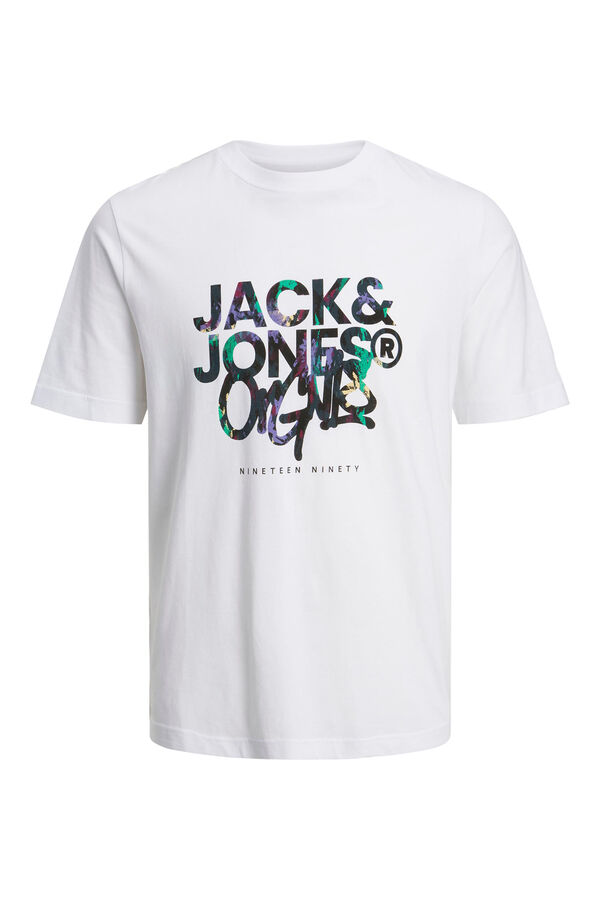 Jack & Jones Camiseta manga corta print logo algod&oacute;n org&aacute;nico  white