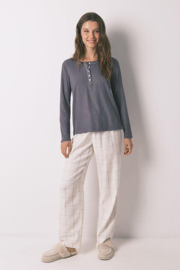 Women'secret Sjajna siva viskozna majica dugi rukav Siva