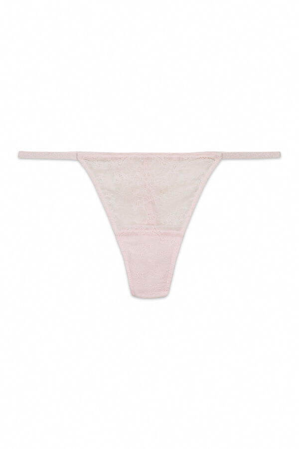 HI&BYE Roze cvetne čipkaste tanga gaćice Roze