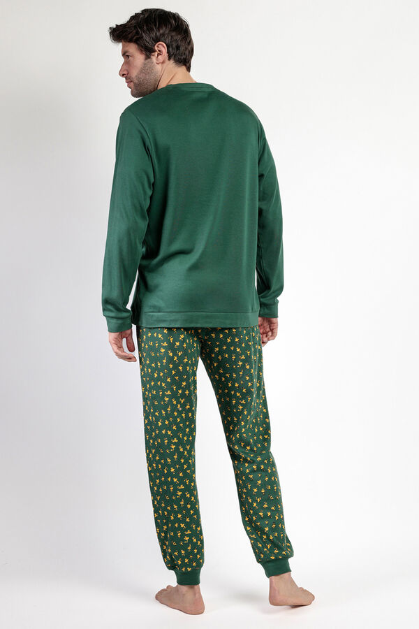 Admas Men's Snoopy long pyjamas 100% cotton Zelena