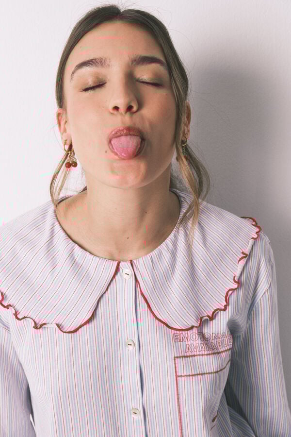 Women'secret Pamučna duga pidžama sa Piter Pan kragnom Print