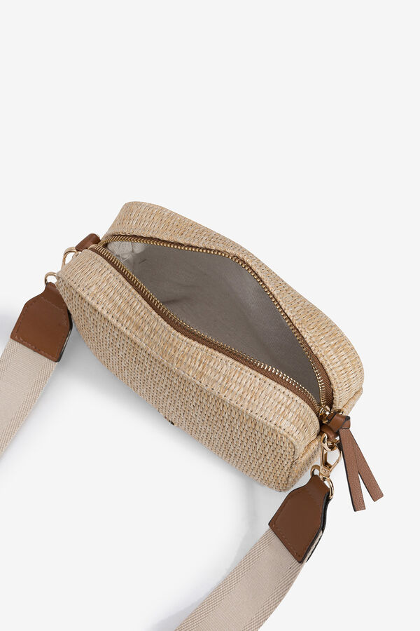 Vilanova Rectangular Straw Effect Crossbody Bag brown