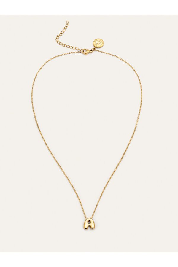 Singularu Colar Hailey Letter em A&ccedil;o Dourado estampado