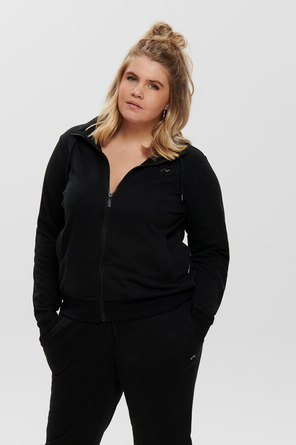 Only Play Curvy Sudadera talla grande con cremallera cuello alto negro