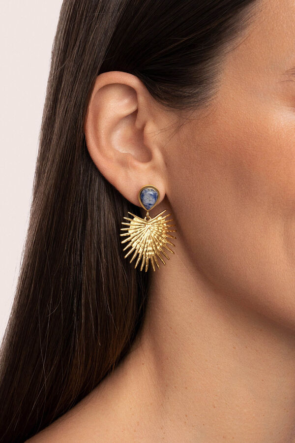 Singularu Pendientes Catalina Acero Ba&ntilde;o Oro amarillo