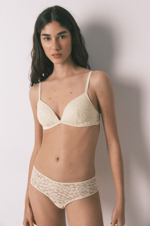 Women'secret Bež čipkaste &scaron;iroke brazilske gaćice Braon