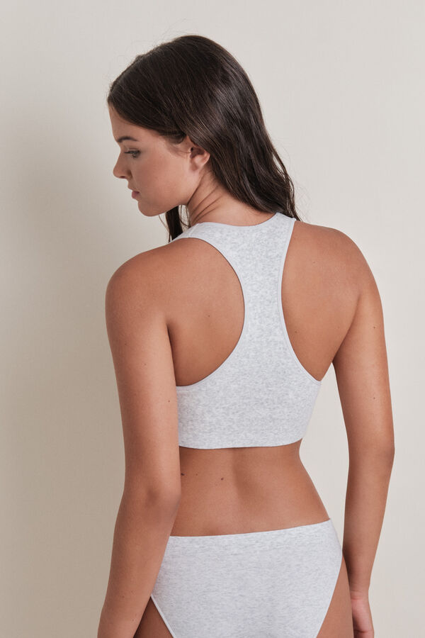 HI&BYE Sivi rebrasti sportski top bez &scaron;ava Siva