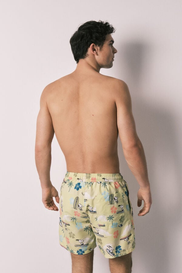 Women'secret Mu&scaron;ki kupaći kostim sa tropskim Snoopy printom Zelena