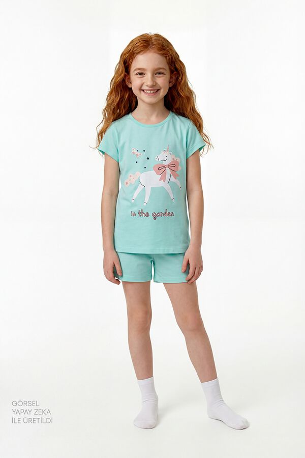 Penti Pack 2 pijamas cortos infantiles unicornio verde