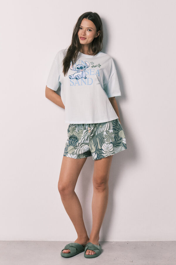 Women'secret Plava kratka pidžama sa kratkim rukavima Stitch Plava