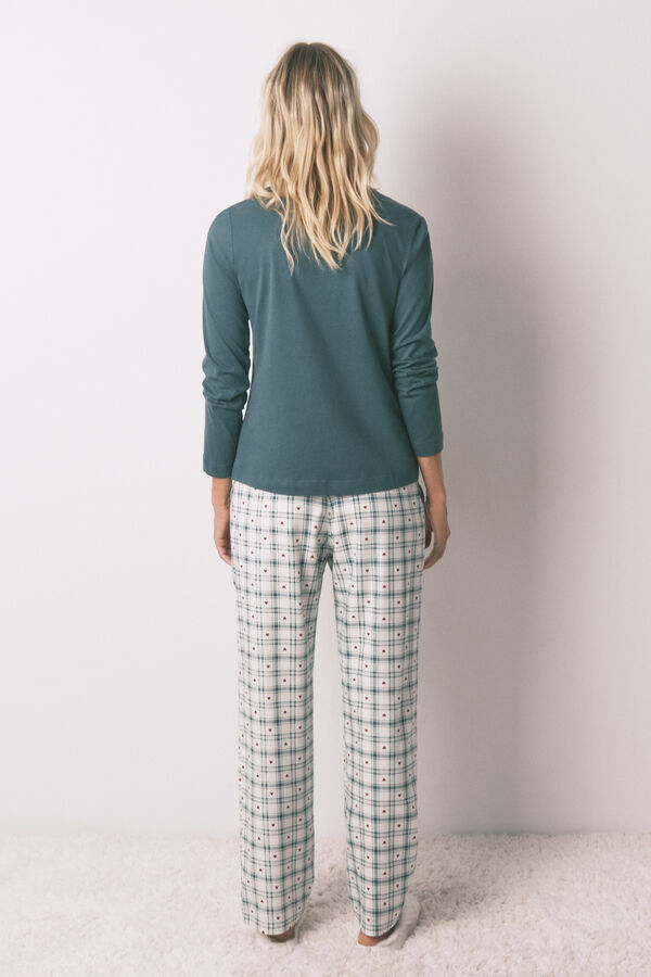 Women'secret Duge zelene karirane print pantalone Print