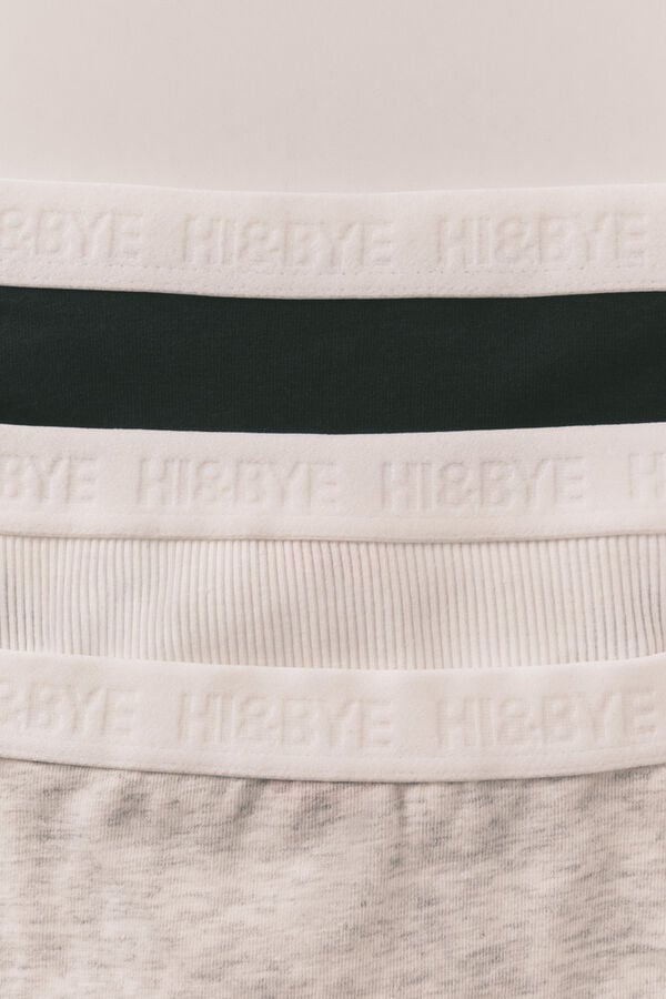 HI&BYE Set od 3 crne, bele i sive tanga gaćice Print