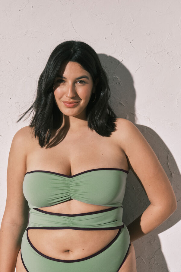 Women'secret Zeleni bandeau kupaći kostim sa prednjim izrezima Zelena