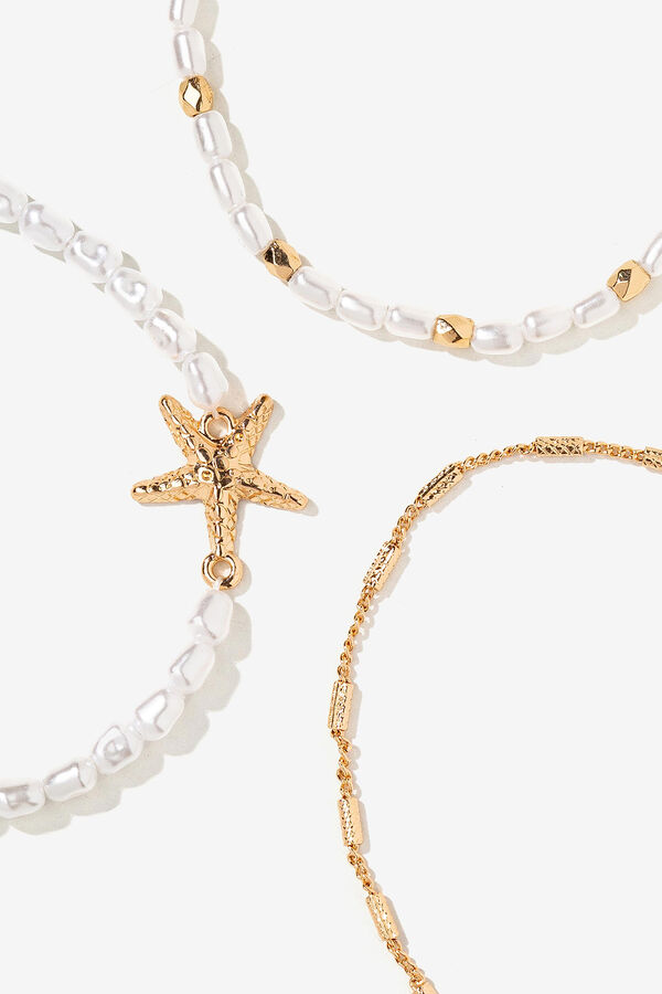 Vilanova Pack Pulseras Pie Cuentas Efecto Perla amarillo