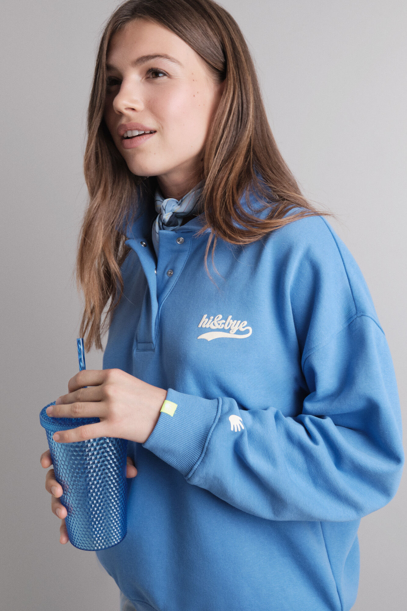 HI&BYE Sudadera polo felpa azul 