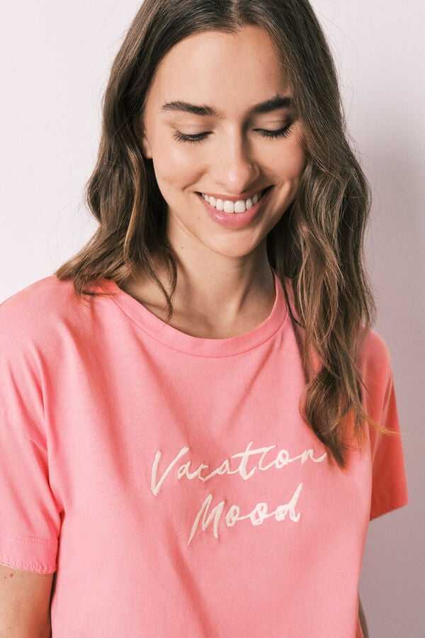 Women'secret Roze pamučna kratka pidžama Roze