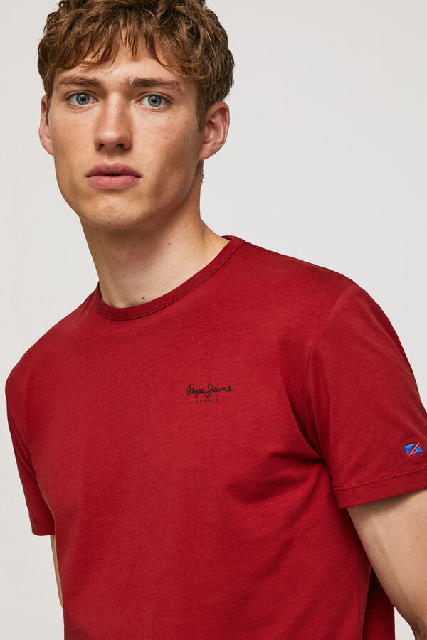Pepe Jeans Camiseta logo estampado fit slim rojo