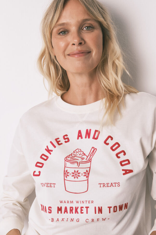 Women'secret Duga pidžama 100% pamuk karirana Bež