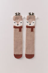 Women'secret Duge čarape sa 3D printom jelena Bež