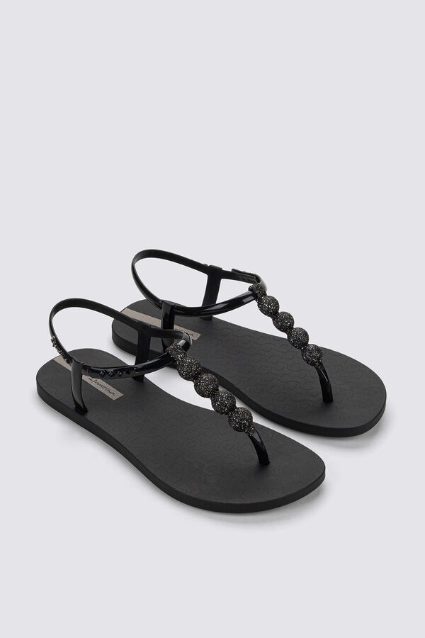 Ipanema Sandalia con tira en T y brillo negro