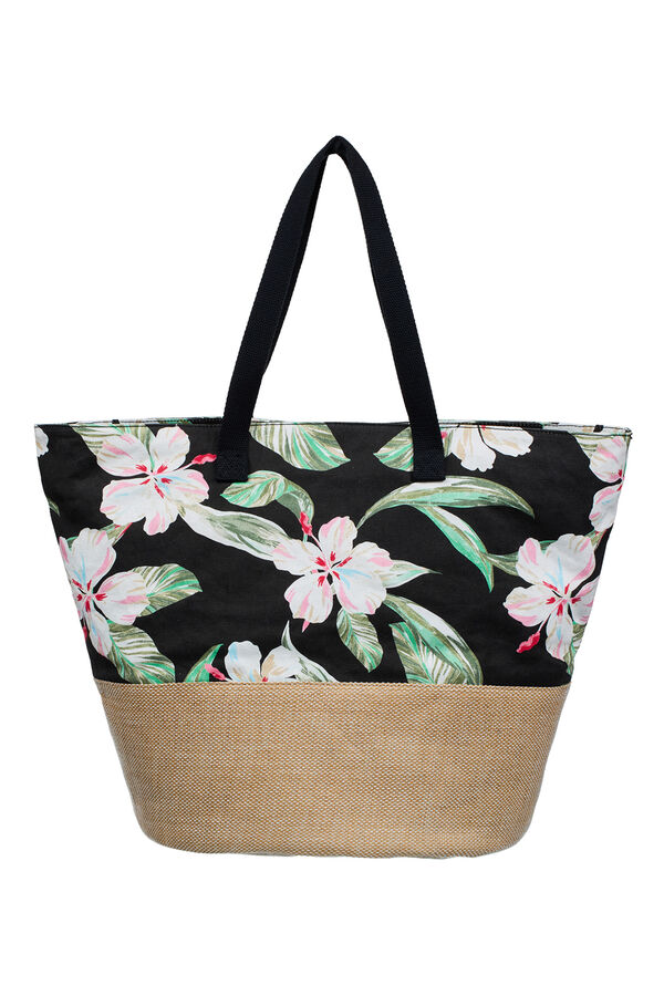 Roxy Bolsa playa rafia estampado gris