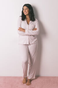 Women'secret Pijama camisero rayas rosa La Vecina Rubia