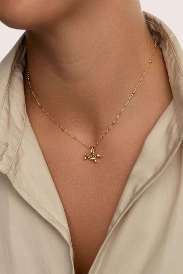 Singularu Mini Dachshund Dog Charm Enamel Sky Gold Plated printed