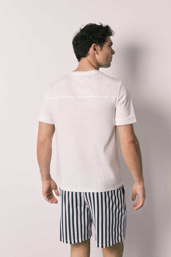 Women'secret Mu&scaron;ka 100% pamučna prugasta kratka pidžama Bež