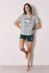 Women'secret Prugasta kratka pidžama Hello Kitty Print