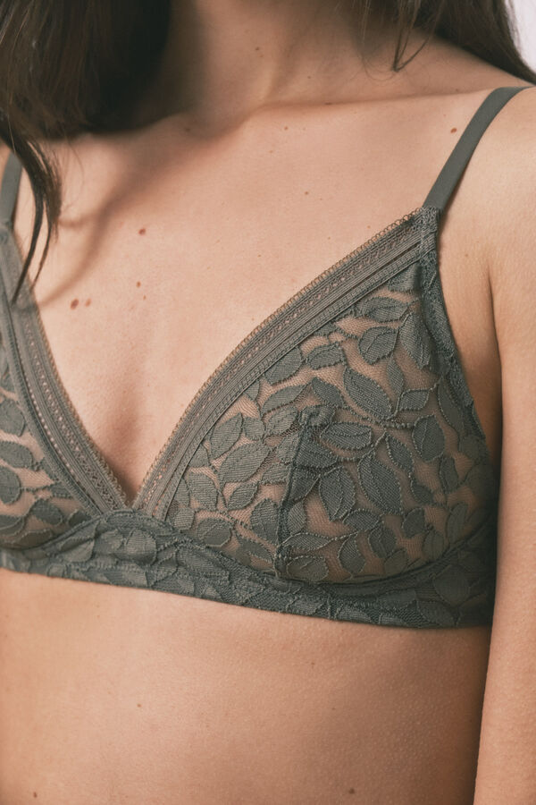 Women'secret Kaki čipkasti NATURAL trouglasti grudnjak Kaki