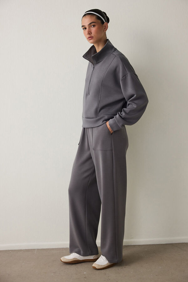 Penti Silky Feel Half Zip Sweatshirt Siva