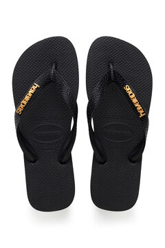 Havaianas Chinelos Hav. Logotipo met&aacute;lico preto