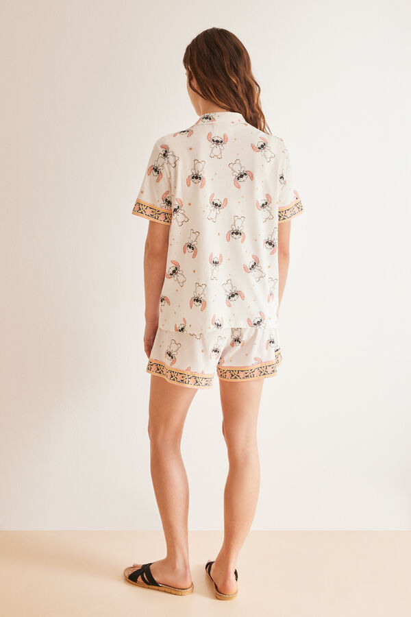 Womensecret Pijama camisero corto 100% algodón Stitch blanco