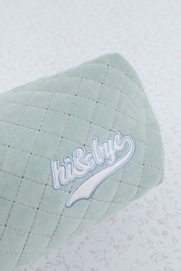 HI&BYE Trousse de toilette en velours vert avec logo brod&eacute; vert