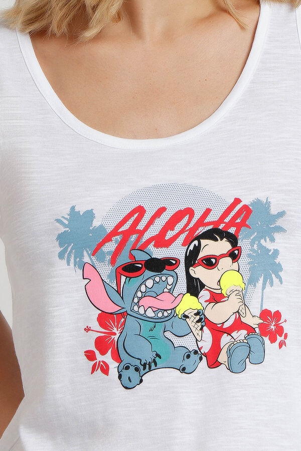 Admas DISNEY Pijama sem mangas Lilo & Stitch para mulher vermelho
