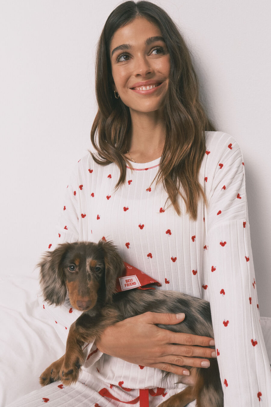 Bandana perro roja corazones